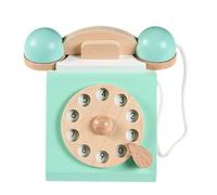 Gusengo Play Telephone Toy - Antique Pretend Play Telephone - Baby Toy Phone Wooden Old Telephone Model Add Vintage Flavor Green for Ornament Coffee Shop Living Room Window Decoration