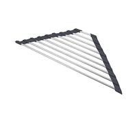 Gusengo Stainless Steel Dish Drying Rack, Foldable, Over The Sink Corner Dish Drainer, Includes Sponge Holder