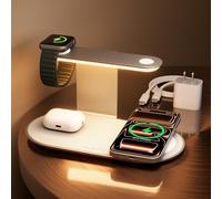 GUSGU 3 in 1 Charging Station for MagSafe Wireless Charger with Three-Level Night Light, 15W Max Fast Charging for iPhone 17/Air/16/15/14/13/, Apple Watch Series 1-11/SE3/ Ultra 3, AirPods Pro 3