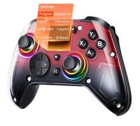 GUSGU G7 Wireless Gaming Controller with Interactive Screen, 1000Hz Polling Rate, Hall Joysticks & Triggers, 4 Programmable Buttons, Compatible with PC, Switch, PS4, iOS, Android, Red