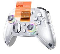 GUSGU G7 Wireless Gaming Controller with Interactive Screen, 1000Hz Polling Rate, Hall Joysticks & Triggers, 4 Programmable Buttons, Compatible with PC, Switch, PS4, iOS, Android, Gray
