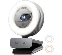 GUSGU G910 2K Quad HD Webcam for PC, with Microphone & Light & Privacy Cover, Web Camera for Desktop Computer/Laptop/MacBook, USB Streaming Camera