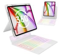GUSGU SplitFolio Detachable for 2024 iPad Pro 13-in.(M4) Keyboard Case with Kickstand, 360° Rotation & Up-Down Lift Protective Case for iPad, Supports Native Gestures, White