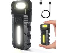 GUSHE 180° Rotating Head Led Work Light, Super Bright Rechargeable Mini Light, Magnetic LED Flat Flashlight, Dual-Light Source Clip-On Tool, Portable Pocket Torch for Camping, Emergency, Hiking