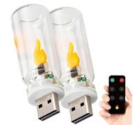 GUSHE 2 Pcs USB Flame Ambiance Light, LED Flame Light, Dynamic Flickering Mood Nightlight with Remote Control, Mini LED Retro Frosted Glass Night Lights for Car, Camping, Party Decoration (A)