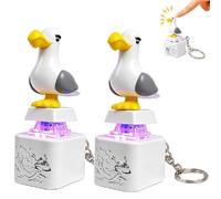 GUSHE 2Pcs Seagull Mine Sound Button Keychain, Mine Little Bird Voice-Activated Light-Up Electronic Keychain,Seagull Mines Button Keychains,Rechargeable Fidget Clicker Toy for Stress Relief & Travel