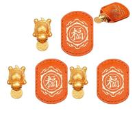 GUSHE 3 Pcs Lucky Turtle Wallet Charm Gold Coin Purse Bag Feng Shui Gift, Golden Turtle Keepsake with Coin & Leather Sleeve, Handmade Golden Turtle Feng Shui Amulet Gifts for Men and Women (Orange)