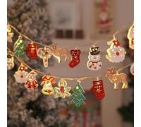 GUSHE Christmas Vintage Decor String Light, Christmas String Lights Decorations, Snowman Tree Santa Deer Xmas Lights Battery Operated, for Party Indoor Outdoor Home Festival Decoration (3M-20 Lights)