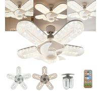 GUSHE Crystal-Effect LED 5-Blade LED Fan Light, Crystal Ceiling Fans with Lights and Remote Control, 3 Speeds, Dimmable Chandelier Small Ceiling Fan with Foldable Lamps for Bedroom Living Dining Room