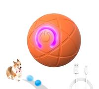 GUSHE Duraspin Dog Ball, Smart Jumping Ball for Dogs, Interactive Dog Ball Toys, Electric Automatic Moving Dog Toys, Rechargeable Smart Dog Rolling Ball with LED Flash Light (Orange)
