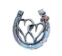GUSHE Forged Handmade Horseshoe-Iron, Cast Iron Horseshoe Wall Decor, Horseshoe Iron with 1/2/3 Hearts, Metal Horseshoe Garden Ornaments, Cast Iron Wall Art, Horse Shoes Hanging Ornament (2 Hearts)