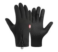 GUSHE Ultimate Waterproof & Windproof Thermal Gloves, Unisex Thermal Winter Gloves, Winter Running Gloves Touch Screen Anti-Slip Silicone Gel Lightweight Glove, for Walking Cycling Driving (Black, M)