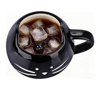 GUSKYDO Cute Cat Coffee Ceramic Cup Mugs 3D Animal Hidden Inside Cup Kitty Kitten Face Tea Mug Cat Lovers Funny Christmas Birthday Gifts,Black