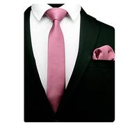Gusleson 2.4" Dusty Rose Skinny Tie for Wedding Solid Formal Slim Necktie and Handkerchief Set For Men (UK0754-41)