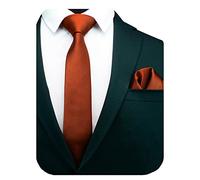 Gusleson 2.4" Rust Skinny Tie for Wedding Solid Formal Slim Necktie and Handkerchief Set For Men (UK0754-40)
