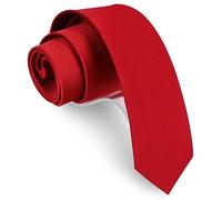 Gusleson 2.4" Slim Necktie for Men Red Solid Skinny Tie (UK0973-13)