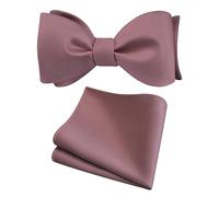 Gusleson Mens Dusty Rose Self Tied Bow Tie Silk Satin Solid Retro Bow tie Handkerchief Set for Wedding (UK0685-25)