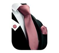Gusleson Mens Solid Dusty Rose Ties For Wedding Plain Neckties and Pocket Square Cufflinks Sets(UK0789-32)