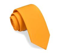 Gusleson Mens Yellow Tie for Wedding Plain Color Tartan Woven TR Material Gold Tie for Business (UK1032-07)