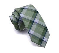 Gusleson Olive Green Tie Skinny Striped ties Tartan Cotton Wedding Neckties (UK0910-11)