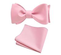 Gusleson Pink Self Tied Bow Tie for Wedding Mens Hot Pink Bow tie Handkerchief Set (UK0685-20)