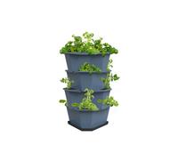 Paul Potato Starter Potato Tower Stackable Raised Bed Planter Flower Pot for Balcony, Garden and Patio Including Saucer (4 levels, Blue)
