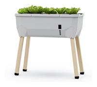 Gusta Garden Sammy Salad Raised Bed Planter For Green Leaves, Self-Watering System, 15L Water Tank, 40L Soil Capacity, Light Grey