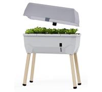 GUSTA GARDEN Sammy Salad Raised Garden Bed with Self Watering System - Elevated Planter Box for Balcony, Patio & Garden - Removable Lid, 15L Water Reservoir Tank & 40L Soil Capacity - Light Grey