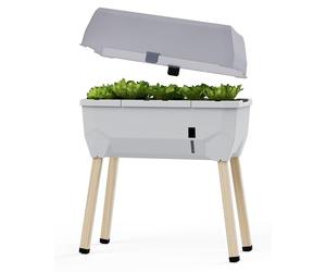 GUSTA GARDEN Sammy Salad Raised Garden Bed with Self Watering System - Elevated Planter Box for Balcony, Patio & Garden - Removable Lid, 15L Water Reservoir Tank & 40L Soil Capacity - Light Grey