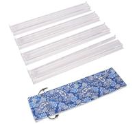 GUSTARIA Mahjong All-in-One Tile Rack & Pusher with Bag, Clear Acrylic Mahjong Rack and Pusher Combo, Modern American Majiang Tile Racks, Set of 4, White