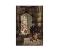 Gustav Bauernfeind, Warden of The Mosque, Damascus Poster Canvas Wall Decor Art Painting Prints on Modern Artwork for Living Room,Bathroom,Bedroom,Home 16x24inch(40x60cm)