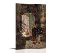 Gustav Bauernfeind, Warden of The Mosque, Damascus Poster Canvas Wall Decor Art Painting Prints on Modern Artwork for Living Room,Bathroom,Bedroom,Home 08x12inch(20x30cm)