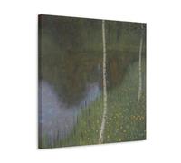 Gustav Klimt Artistic Work (Lakeside with Birch Trees) Poster Modern Home Canvas Wall Decor Printed Art Picture for Bedroom Living Space 20x20inch(50x50cm)
