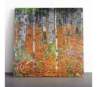 Gustav Klimt Birch Forest | Canvas Wall Art Print | Framed & Ready to Hang Picture | Modern Home Decor for Living Room, Bedroom, Kitchen or Office | 20x20 Inches