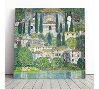 Gustav Klimt Church in Cassone | Canvas Wall Art Print | Framed & Ready to Hang Picture | Modern Home Decor for Living Room, Bedroom, Kitchen or Office | 20x20 Inches