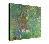 Gustav Klimt Farm Garden with Sunflowers - Canvas Wall Art Framed Print Various Sizes (20x20 inches)