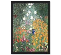 Gustav Klimt Flower Garden 1907 Art Nouveau Floral Home Painting A4 Artwork Framed Wall Art Print Artery8 Black One Size
