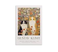Gustav Klimt Ginger Cat Poster Black Cat Flower Wall Art Poster For Room Aesthetic Canvas Wall Art Bedroom Decor 12x18inch(30x45cm)