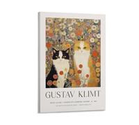Gustav Klimt Ginger Cat Poster Black Cat Flower Wall Art Poster For Wall Decor Canvas Wall Art For Living Room Decor 12x18inch(30x45cm)