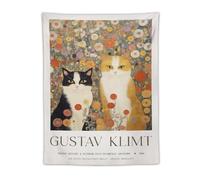 Gustav Klimt Ginger Cat Poster Black Cat Flower Wall Art Poster Funny Tapestry Wall Art Print Gift Picture Painting Artwork Bedroom Home Decor 30"x40"
