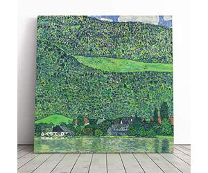 Gustav Klimt Lake Attersee 2 | Canvas Wall Art Print | Framed & Ready to Hang Picture | Modern Home Decor for Living Room, Bedroom, Kitchen or Office | 20x20 Inches