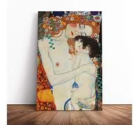 Gustav Klimt Mother and Child Baby | Canvas Wall Art Print | Framed & Ready to Hang Picture | Modern Home Decor for Living Room, Bedroom, Kitchen or Office | 30x20 Inches