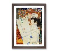 Gustav Klimt Mother And Child Baby Framed Wall Art Print A2 Walnut | Ready to Hang, Premium Gi Paper, Fade-Resistant Inks, Securely Packaged, UK Made