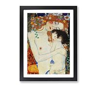 Gustav Klimt Mother And Child Baby Framed Wall Art Print A4 Black | Ready to Hang, Premium Gi Paper, Fade-Resistant Inks, Securely Packaged, UK Made