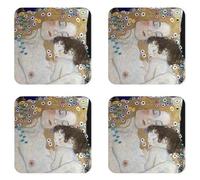 Gustav Klimt Mother and Child Coaster Set 4 or 6 Art Nouveau Oil painting (4)