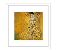 Gustav Klimt Portrait Of Adele Bloch Bauer 8X8 Inch Square Wooden Framed Wall Art Print Picture with Mount Artery8 White One Size