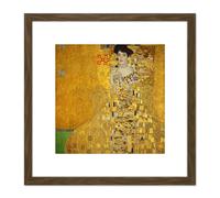 Gustav Klimt Portrait Of Adele Bloch Bauer 8X8 Inch Square Wooden Framed Wall Art Print Picture with Mount Artery8 Brown One Size