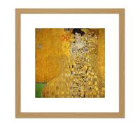 Gustav Klimt Portrait Of Adele Bloch Bauer 8X8 Inch Square Wooden Framed Wall Art Print Picture with Mount Artery8 Light Oak One Size