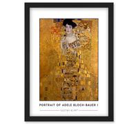 Gustav Klimt Portrait Of Adele Bloch-Bauer I The Lady in Gold Painting Artwork Framed Wall Art Print A4 Artery8 Black One Size
