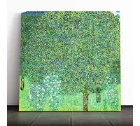 Gustav Klimt Rose Bushes Under The Trees Canvas Print | Gallery Wrapped 30mm Frame Wall Art | 20x20 inches | Ready to Hang | Contemporary Floral Picture | Living Room Bedroom Lounge Office